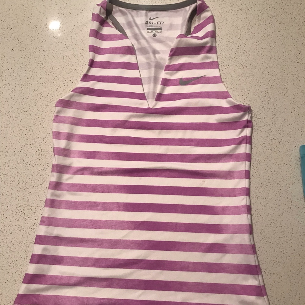 Nike Dry-Fit Purple Striped Workout Top size XS